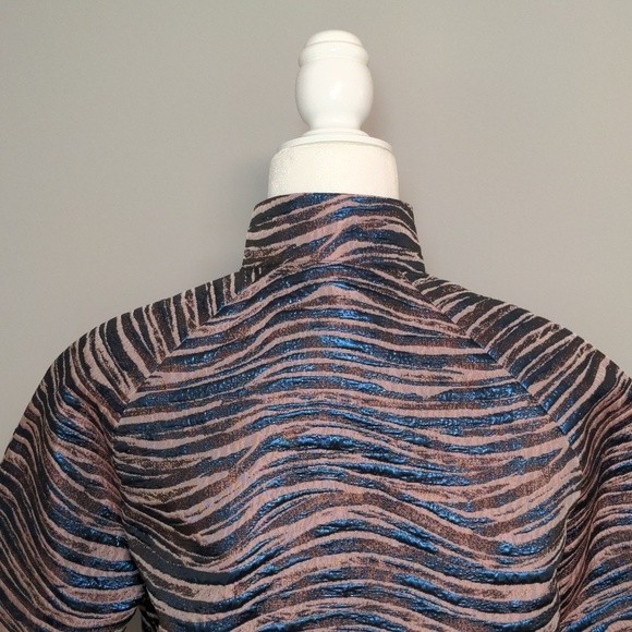 Misook Zebra Print Metallicized Long Sleeve Open Front Blazer Size‎ Small - Picture 11 of 15